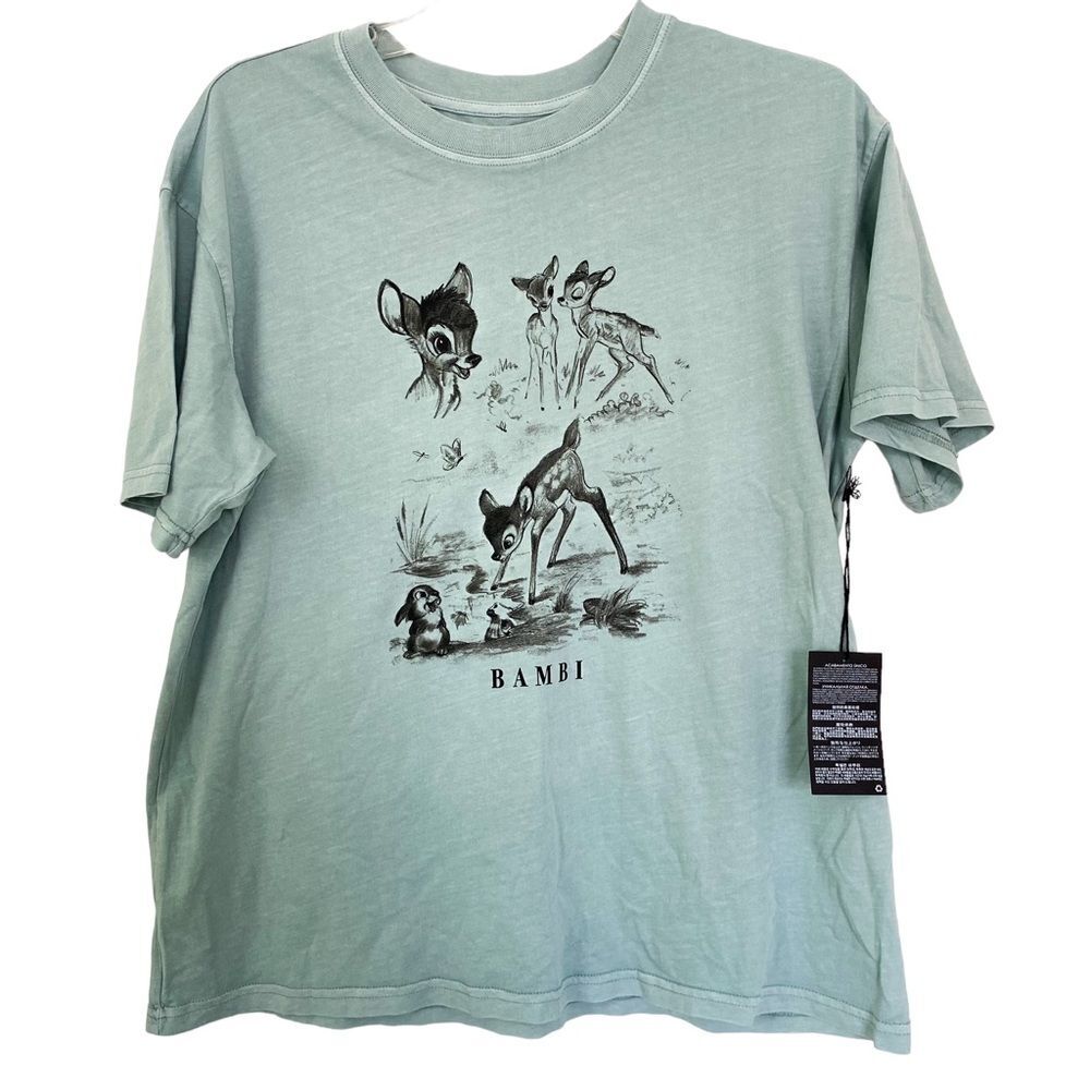 Disney Mint Green Bambi Short Sleeve Tee with Black Sketch
